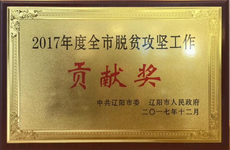 辽联电商荣获2017年度全市脱贫攻坚工作贡献奖